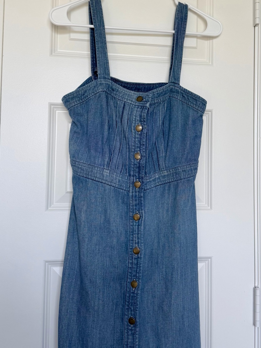 GAP Blue Denim Button-Front Midi Sundress